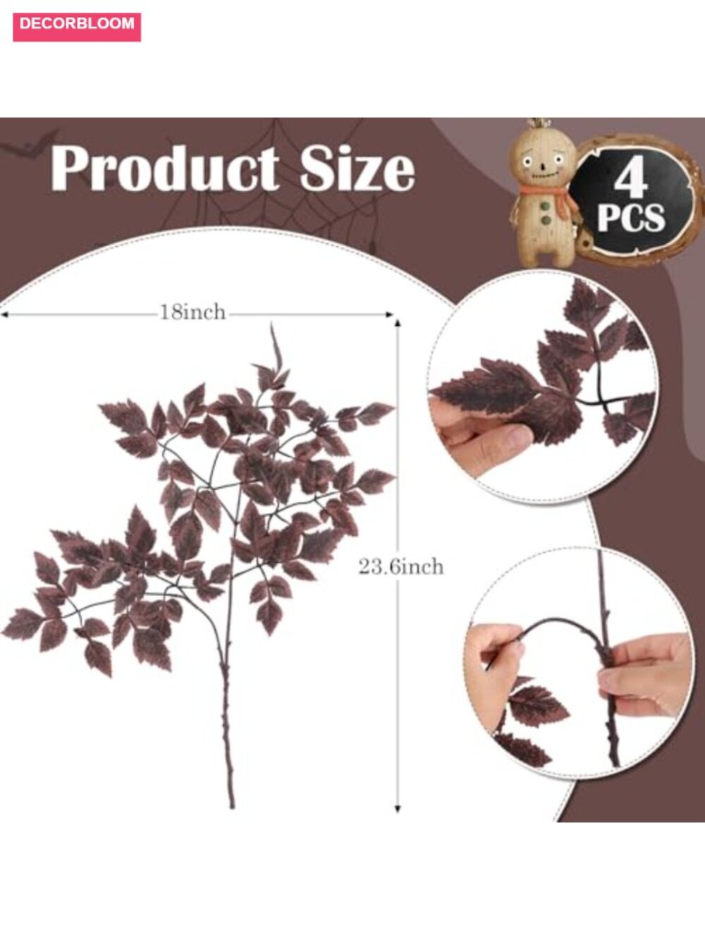 4 Pc Artificial Cimicifuga Leaf Spray 23" Faux Greenery Branch - Picture 2 of 6
